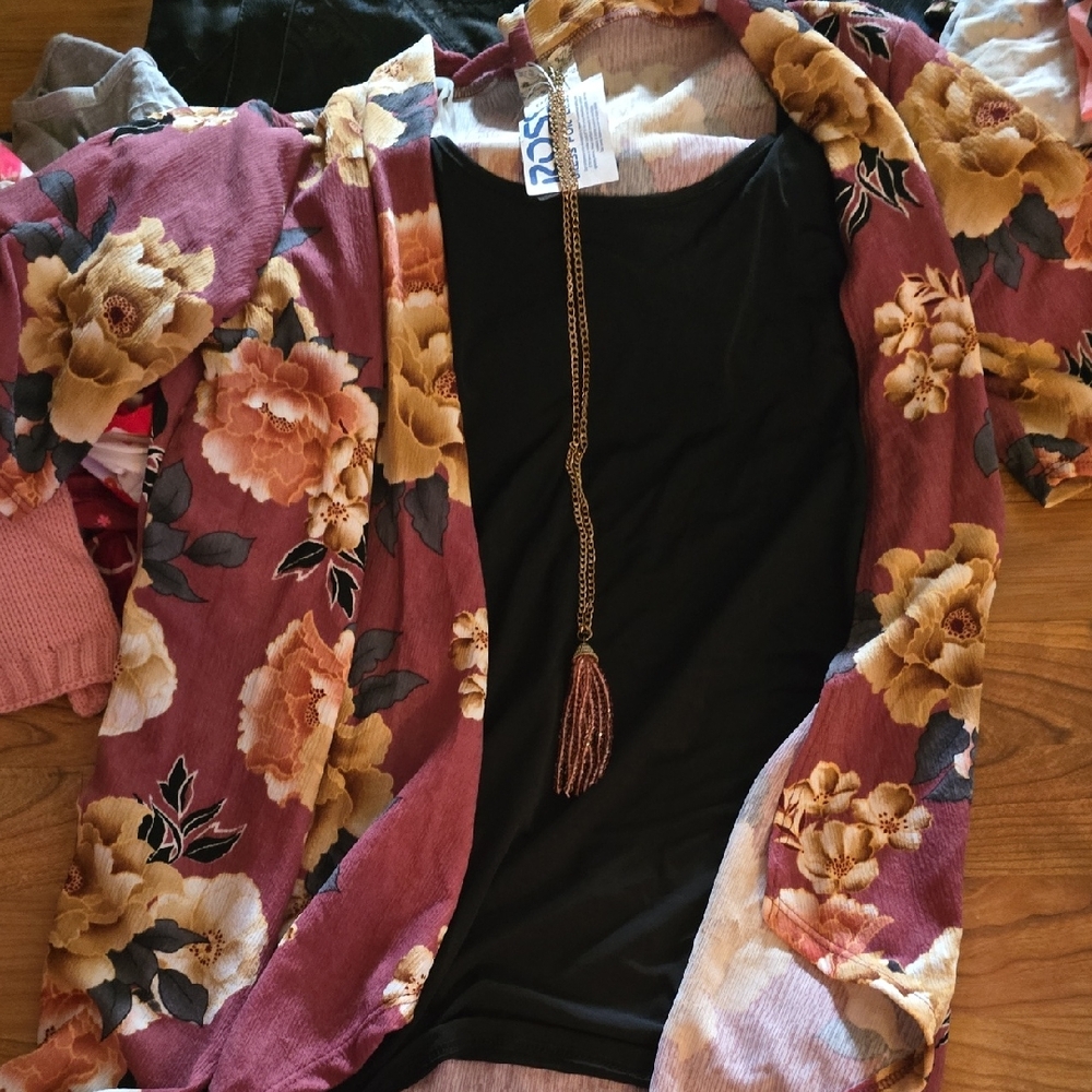 Floral Women's Sweater - Pink and Yellow